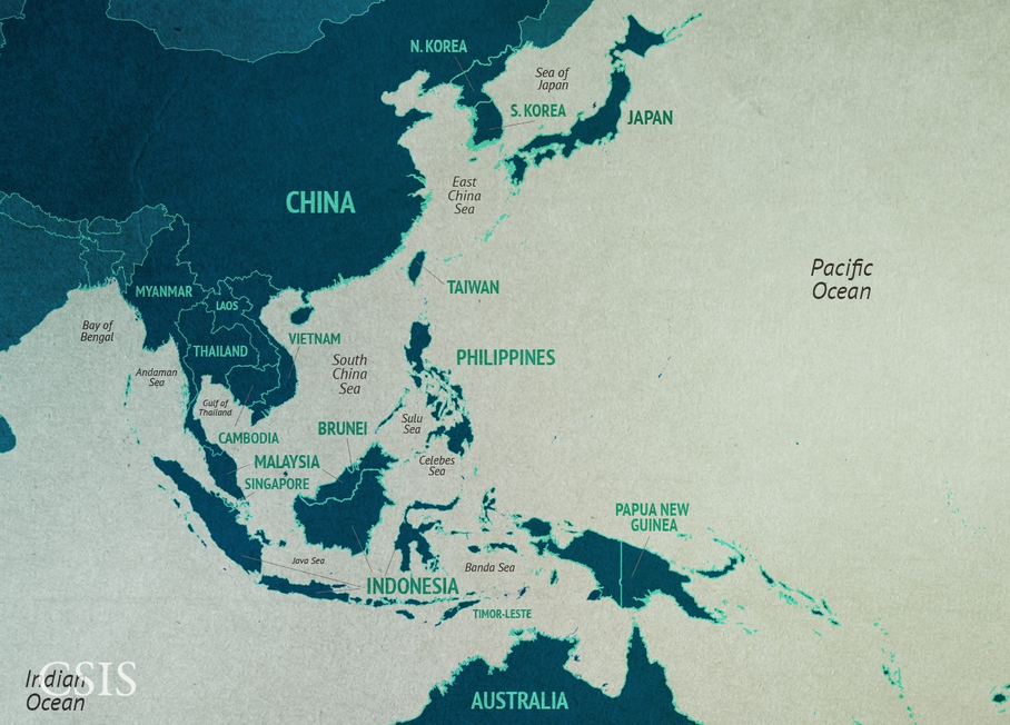 Cartina politica del Mar Cinese Meridionale