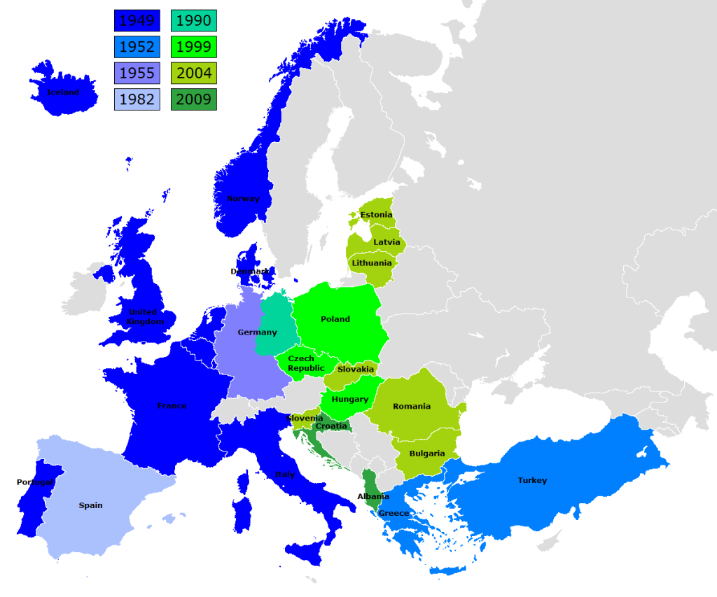Expansion of the North Atlantic Treaty Organization in Europe. Image by Kpalion. 