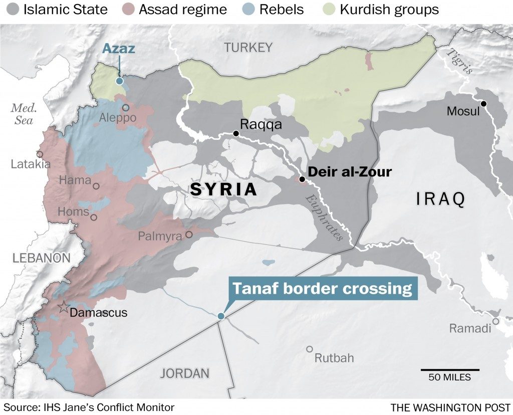 Valico di frontiera al-Tanaf, tra Iraq e Siria / credit to The Washington Post.