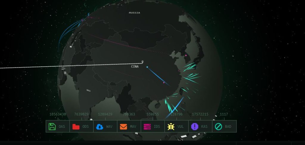 Mappa in tempo reale degli attacchi informatici -> cybermap.kaspersky.com